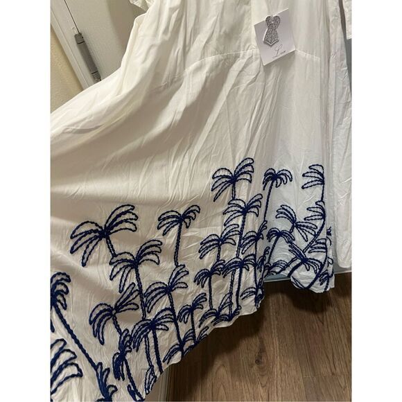 LACE THE LABEL PALM White Kaftan Dress OPEN BACK Embroidery Size S NWT $690 - Picture 6 of 7
